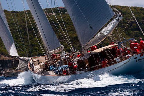 Superyacht Adela sailing at the 2015 St. Barths Bucket - Photo by Cory Silken