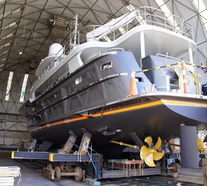 Photos of newly refitted 31m motor yacht BLACK PEARL at Oceania Marine