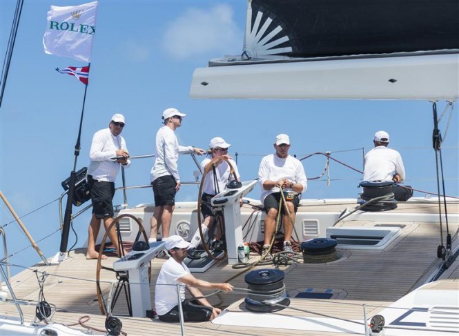 Swan 90 superyacht ODIN preparing for the 2015 Rolex Swan Cup Caribbean - Photo by Rolex Carlo Borlenghi