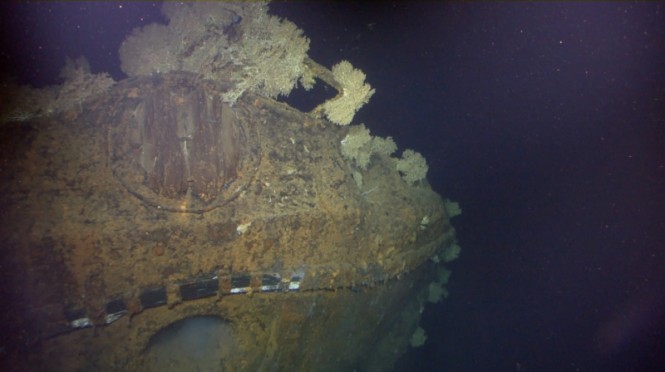 This is the bow of the Musashi, which would have had a large teak chrysanthemum, the Imperial Seal of Japan. (PRNewsFoto/Paul G. Allen)