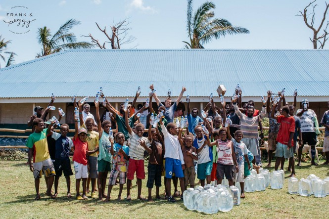 Water containers and water bottles provided by superyacht support vessel Umbra
