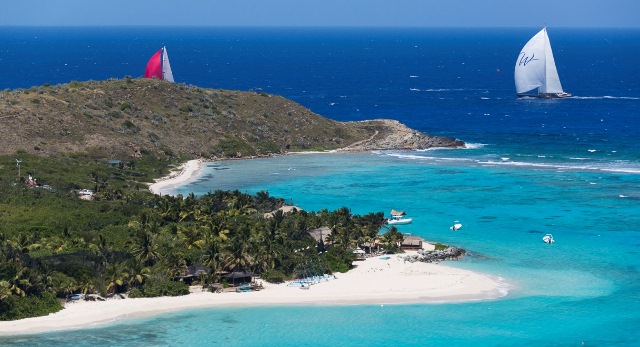Wisp Yacht chases Blues past Necker Island. Photo by Carlo Borlenghi