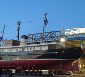 38m Classic Yacht TARANSAY ready to hit water at Rossinavi