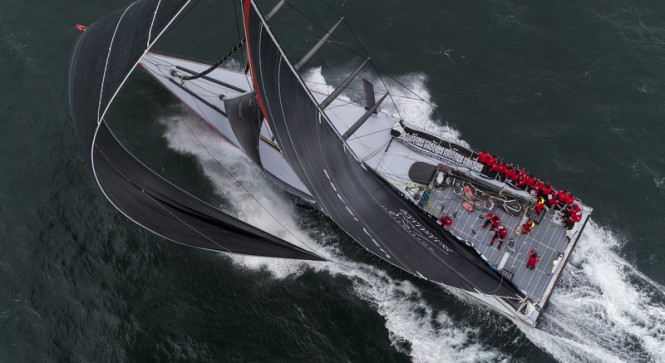 Comanche yacht at full speed from above - Photo by Onne van der Wal