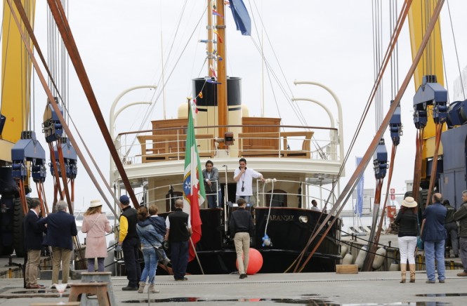 Luxury motor yacht TARANSAY on the water