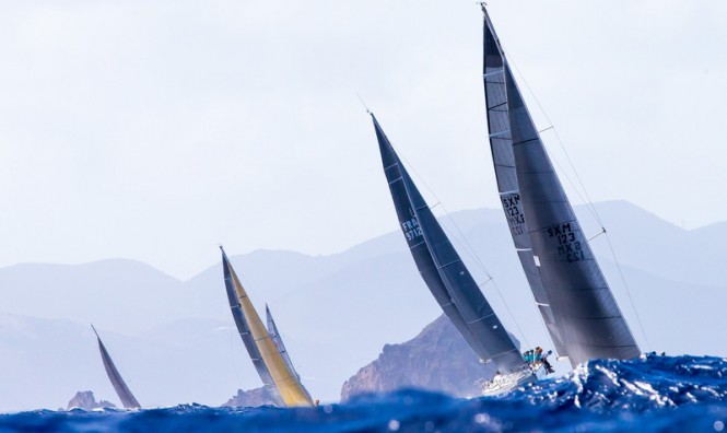 Luxury sailing yachts competing in Les Voiles de St Barth © Jouany Christophe