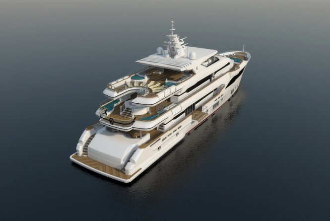 Luxury yacht Majesty 155 - aft view