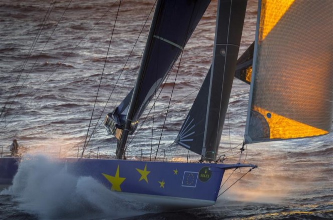 Superyacht ESIMIT EUROPA 2 (SLO) leads the fleet during the offshore race - Photo by Rolex Kurt Arrigo
