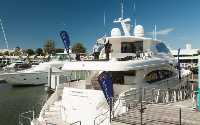 The official launch of the 2015 Sanctuary Cove International Boat Show from aboard Horizon E88 Yacht