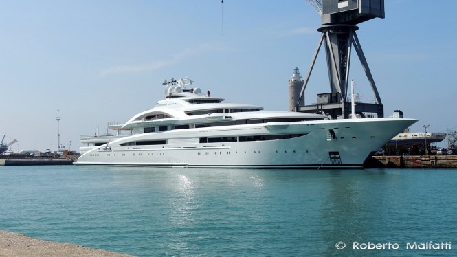 125m mega yacht Maryah (Project Czar) in the Port of Livorno, Italy - Photo by Roberto Malfatti