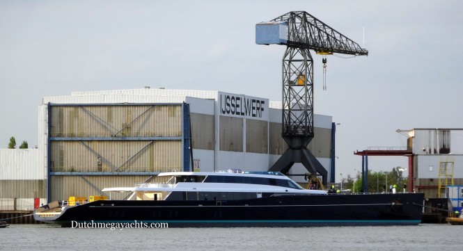 85m superyacht AQUIJO at the IJsselwerf, Zwijnenburg - Photo by Dutchmegayachts