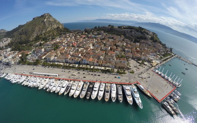Aerial view of the Mediterranean Yacht Show 2015 