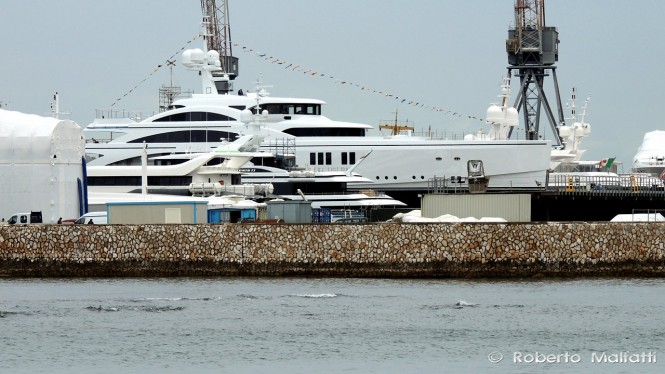 FB265 superyacht Romantic at the Benetti shipyard in Livorno, Italy - Photo by Roberto Malfatti