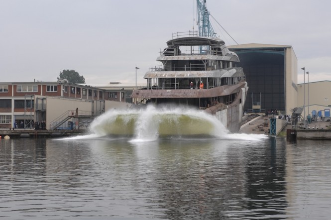First splash of the 91m Lurssen Superyacht ORCHID at Lurssen in 2013