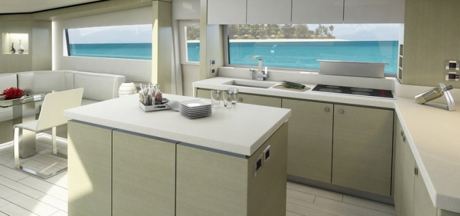 Hatteras 70 Yacht - Galley - Image credit to Hatteras Yachts