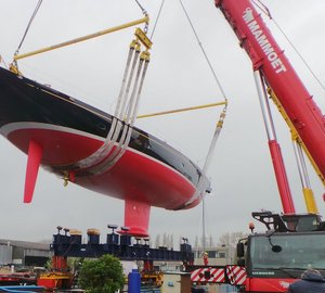 New Truly Classic 127 Sailing Yacht ATALANTE leaves her shed at Claasen