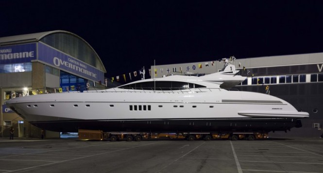 Luxury motor yacht Mangusta 132#01 ready to be launched