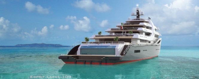 Luxury yacht Esprit Large 109 concept - aft view