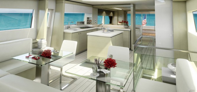 Luxury yacht Hatteras 70 - Dining - Image credit to Hatteras Yachts
