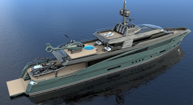 Luxury yacht QUEEQUEG concept - view from above