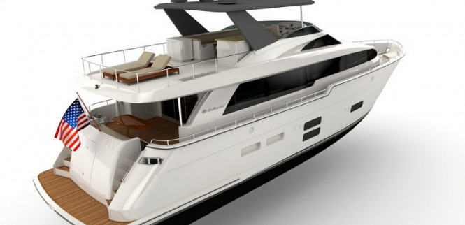 Motor yacht Hatteras 70 - aft view - Image credit to Hatteras Yachts