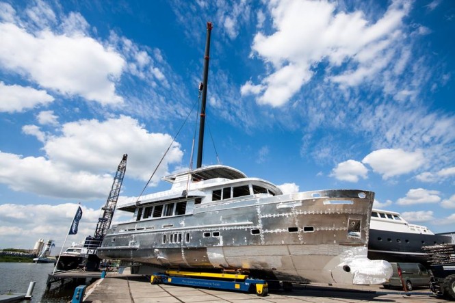 Motor yacht Trawler 2395 hull and superstructure joined together - Photo by Wim van der Valk Continental Yachts