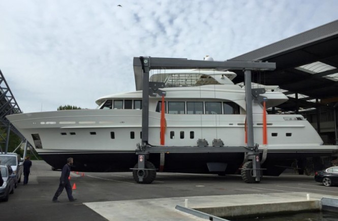Mulder 94 Voyager Yacht Firefly at launch - Photo by Mulder Shipyard and Dutchmegayachts