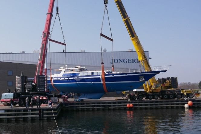 36m Jonger sailing yacht Tamer II ready to be re-launched