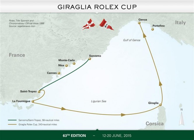 63rd Giraglia Rolex Cup - Course Map - Photo by Rolex