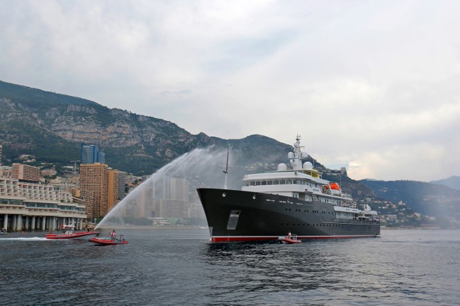 77m Motor Yacht YERSIN arrives in Monaco - Photo by Ameller