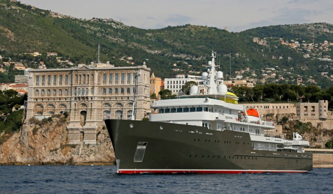 77m expedition yacht YERSIN in Monaco - Photo by Ameller