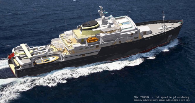 77m explorer motor yacht YERSIN designed by Pierre J. KUBIS Designs 