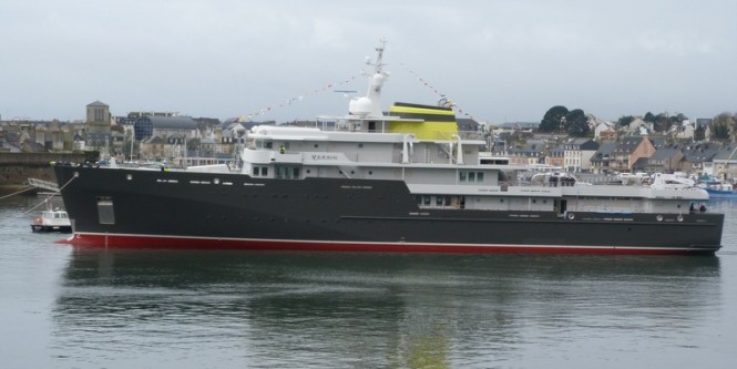 77m explorer yacht YERSIN at launch in January 2015 - Image credit to 2015 PIRIOU - YERSIN