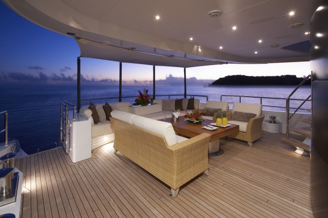Aft deck lounging on ILONA Yacht
