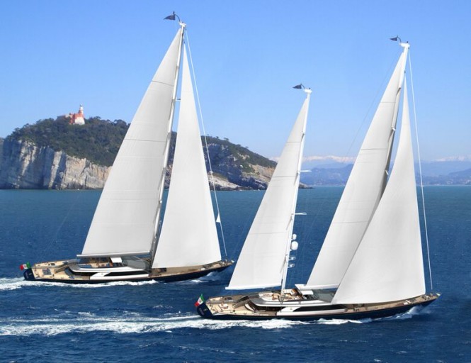 Beautiful 60m Series Superyachts by Perini Navi under sail