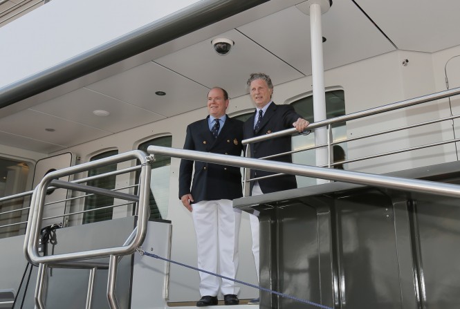 HSH Prince Albert II and Mr Fiat aboard Explorer Yacht YERSIN - Photo by Ameller