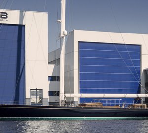 New J Class Sailing Yacht TOPAZ (J8) splashes at Holland Jachtbouw