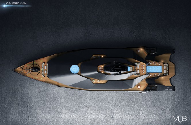 Luxury motor yacht CALIBRE Concept - top view