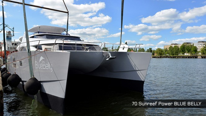 Luxury yacht Blue Belly on the water