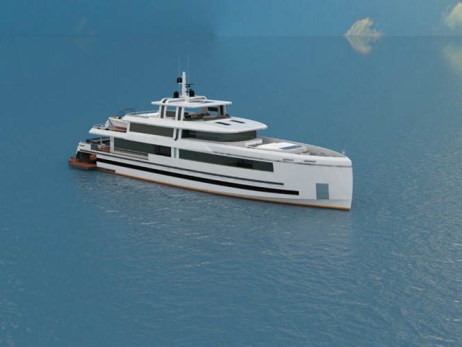 Rendering of the 45m superyacht AQUARIUS (NB93) by Mengi Yay