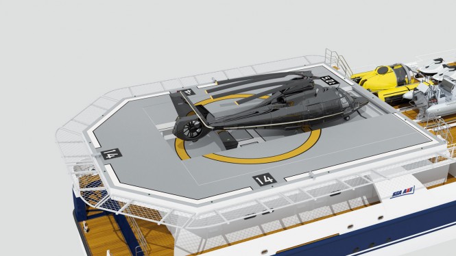 SEA AXE 6911 yacht support vessel - Helicopter Hangar