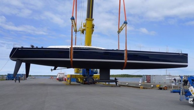 Sailing yacht Swan 115-001 S at launch - Photo by Nautors Swan