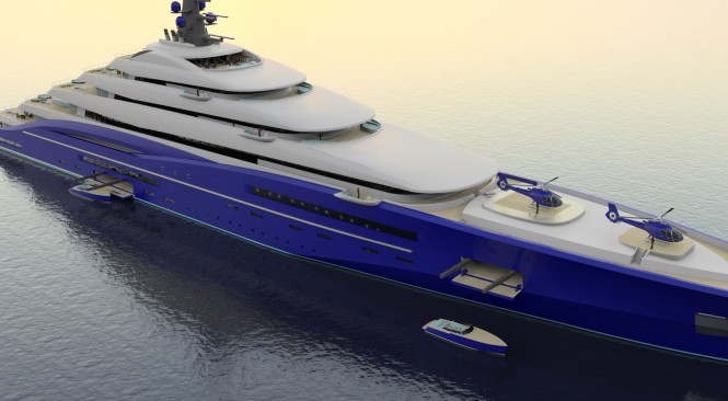 Super yacht DOUBLE CENTURY concept from above