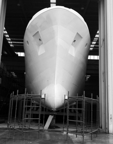 Expedition Yacht Bering 80 under construction at Bering Yachts