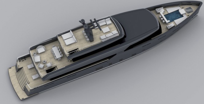 Luxury yacht LOGICA 135 from above