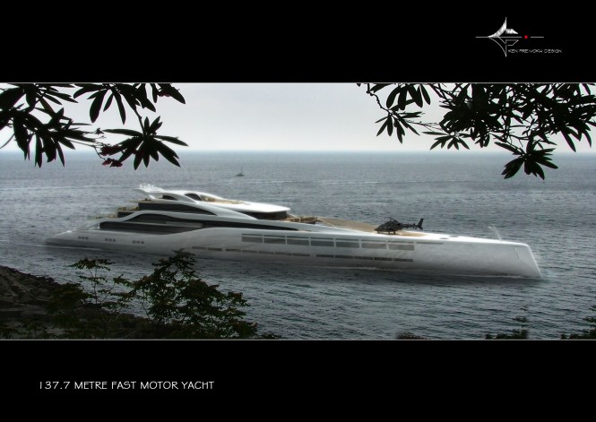 140m performance mega yacht concept by Ken Freivokh