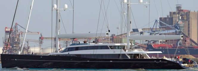 85m sailing yacht AQUIJO returning to Rotterdam after sea trials in the North Sea - Photo by Kees Torn