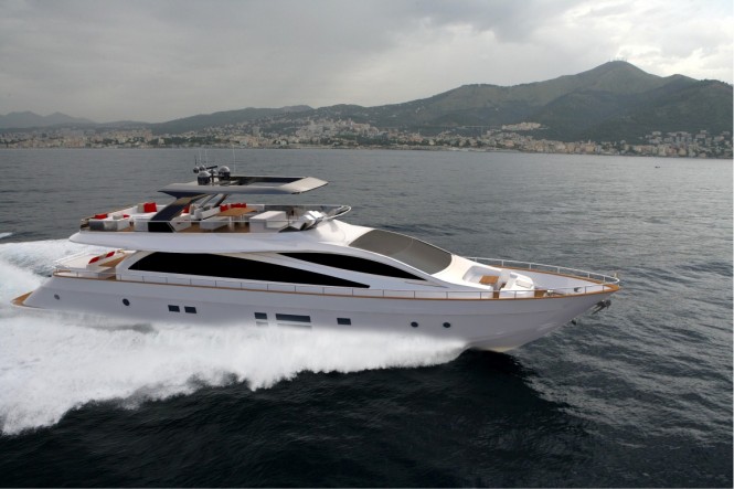 Amer 94 luxury yacht SAVE THE SEA underway