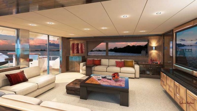 Cheoy Lee Yacht Global 104 Sky Lounge Rendering by Sylvia Bolton