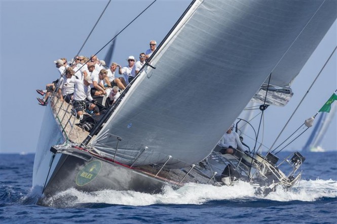 Claus-Peter Offen's superyacht Y3K (GER) sailing upwind - Photo by Rolex Carlo Borlenghi